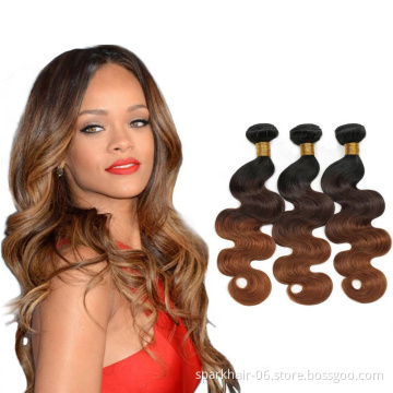 SPARK Ombre Bundles , Pre Plucked Two Tone Body Wave Human Hair Weave with Frontal